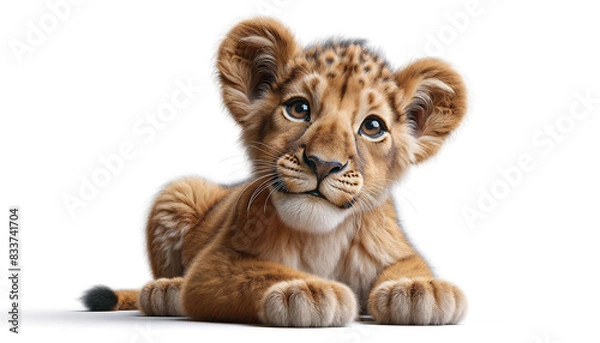 Fototapeta lion cub isolated  on the transparent background.