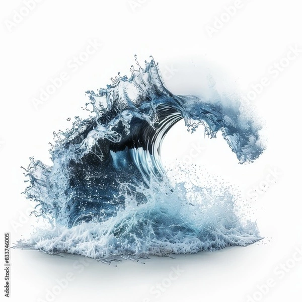 Fototapeta Waves 3D isolated on white background
