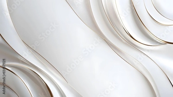 Fototapeta white and gold satin wave background