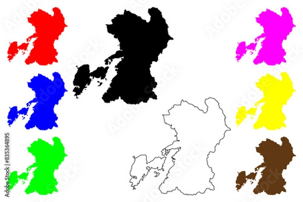 Obraz Kumamoto Prefecture (Administrative divisions of Japan, Prefectures of Japan) map vector illustration, scribble sketch Kumamoto map