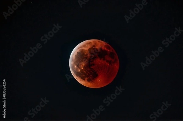 Fototapeta Captivating Lunar Eclipse Unfolding in the Night Sky