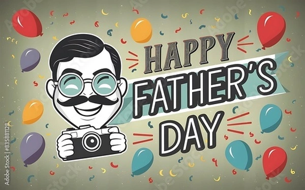 Fototapeta Father's day text, illustration background & typography design Generative AI