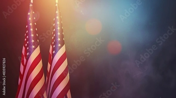 Fototapeta American flags against Independence Day, Labor Day, Veterans Day, Columbus Day