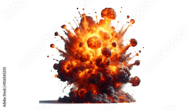 Fototapeta explosion of fire png transparan background,bomb explotion,ai generative