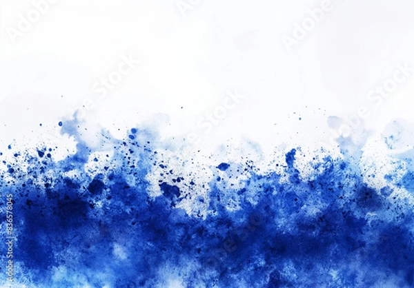 Fototapeta indigo ink splashes, indigo paint splash, indigo watercolor splashes on white, blue ink splashes, indigo smoke on white, Indigo color watercolor splash paint effect on white background, colorful 