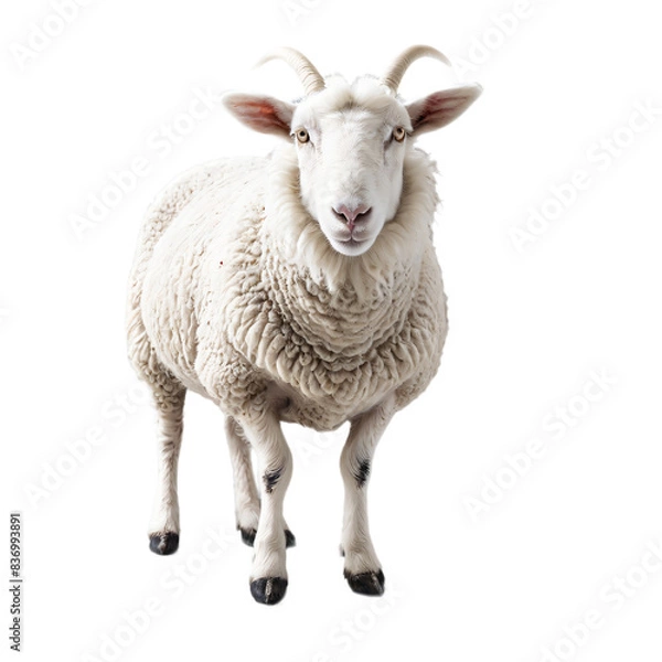 Fototapeta a white sheep isolated on transparent background cutout