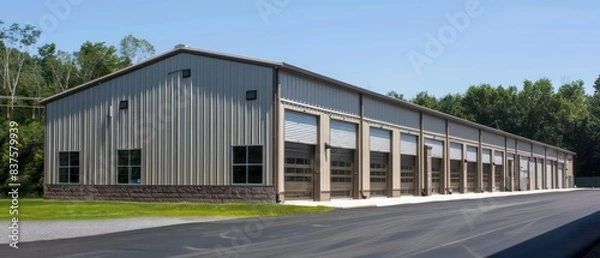 Fototapeta commercial storage building with tall windows