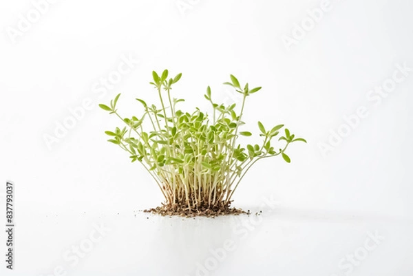 Fototapeta Fresh Green Microgreens Growing on White Background