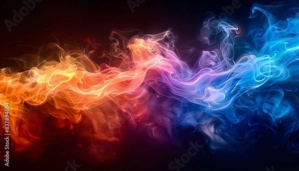 Fototapeta Colorful abstract background. Fire and ice. Swirling blue and orange translucent smoke. Good for a desktop wallpaper.