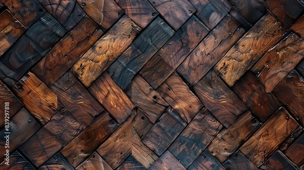 Fototapeta Seamless Herringbone Wood Parquet Texture