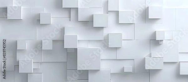 Fototapeta Simple White 3D Geometric Cubes Background with Minimalistic Design and Soft Reflections