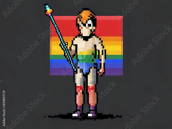 Fototapeta Pixel Art Character LGBT flag - generated by ai