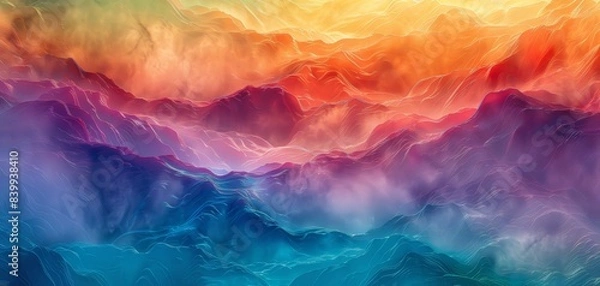 Obraz Vibrant abstract landscape painting with colorful waves and gradients. Creative and inspiring digital art perfect for backgrounds and textures.