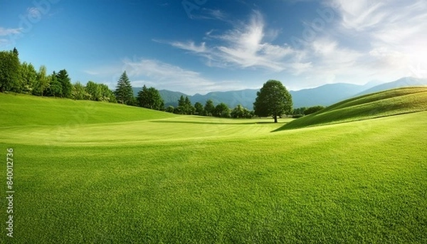 Fototapeta green grass and blue sky