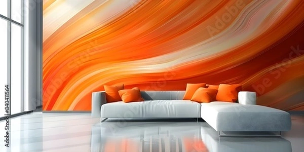 Fototapeta Contemporary living room with vibrant colors and modern design. Concept Modern Decor, Vibrant Colors, Contemporary Living Room