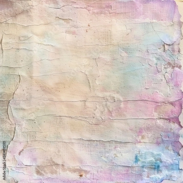 Fototapeta A pastel-toned abstract textured background featuring soft hues of pink, blue, and beige, perfect for creative designs and projects.