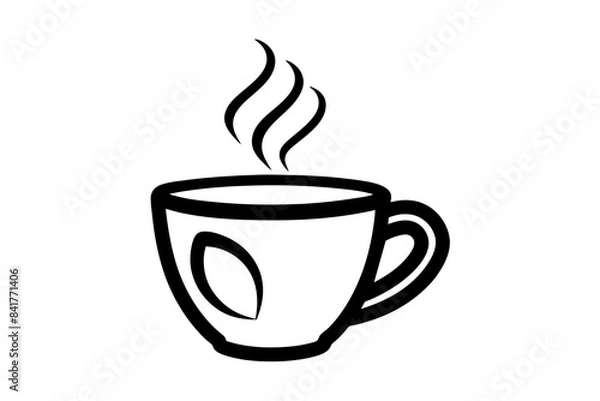 Fototapeta coffee cup line sketch tea icon vector illustration