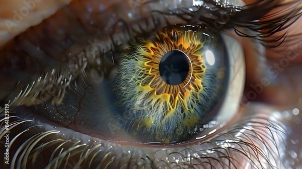 Fototapeta Captivating Closeup of Vibrant Green and Yellow Eyeball with Intricate Patterns