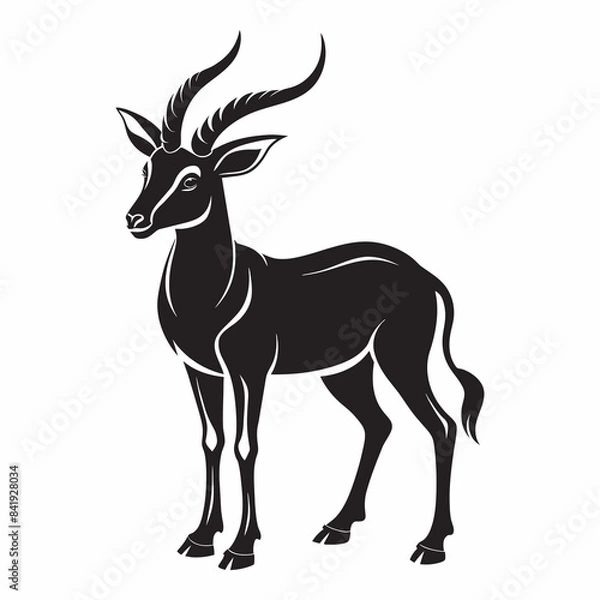 Fototapeta antelope animal black isolated silhouette on white background