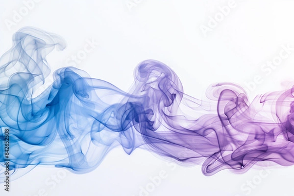 Fototapeta illustration of abstract blue and purple smoke on white background