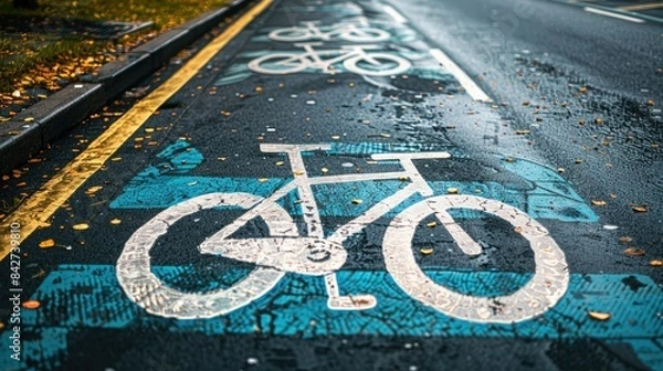 Fototapeta bicycle lane sign