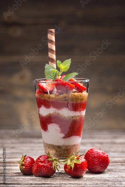 Fototapeta Strawberry yogurt parfait