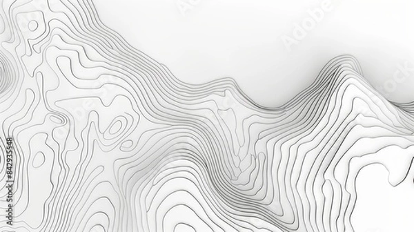 Fototapeta Topographic map, vector illustration, black lines and contours on a white background.