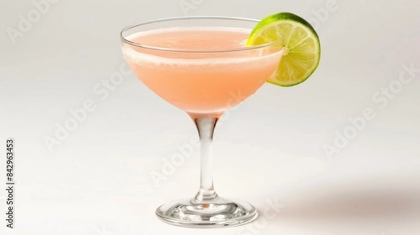 Fototapeta Refreshing Light Pink Daiquiri Cocktail with Fruit Garnish