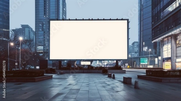 Fototapeta A big digital screen for outdoor media with a blank advertising mockup in an urban city