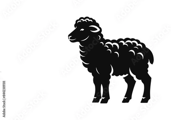 Fototapeta Lamb Animal black silhouette vector with white color background