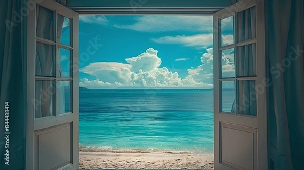 Fototapeta Open Window with Stunning Ocean View