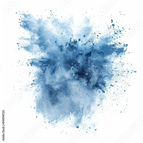 Fototapeta blue powder splatted on white background.