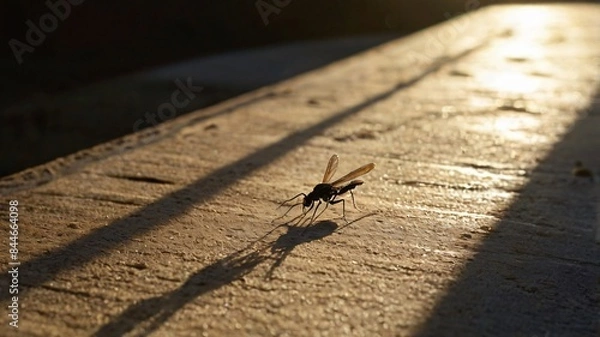 Fototapeta  Bloodsucker at Rest A Mosquito Perches on a Lush Leaf