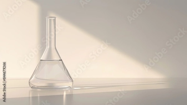 Fototapeta Advertising minimal glass Petri Dish, Graduated Cylinder and Erlenmeyer Flask. 