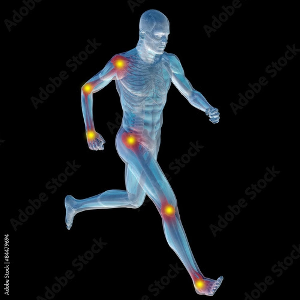 Fototapeta 3D human man anatomy with articular pain