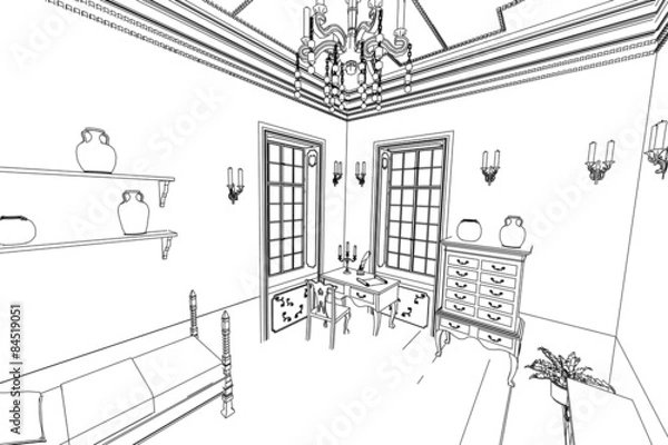 Fototapeta cartoon image of manor interior