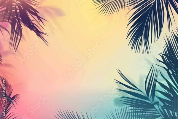 Fototapeta Summer tropical silhouette and gradient background.