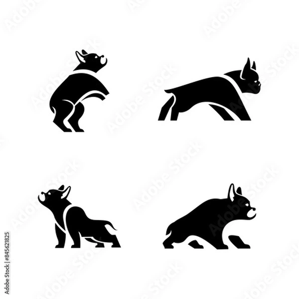 Fototapeta French bulldog Logo icon design illustration template