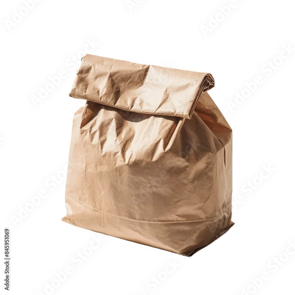 Fototapeta Isolated PNG Brown Paper Bag, GENERATIVE AI