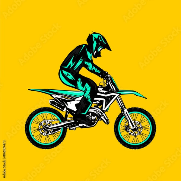 Obraz motocross rider side view vector illustration