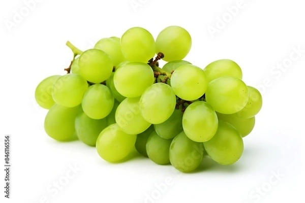 Fototapeta Green grapes isolated on white background