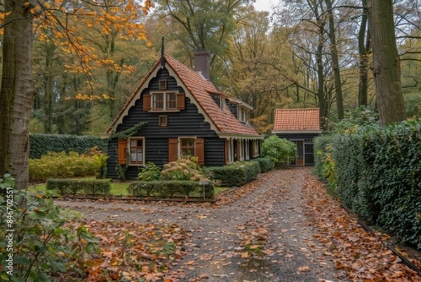 Fototapeta A small villa in the forest