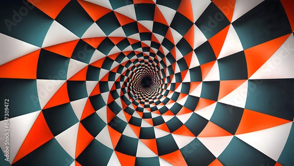 Fototapeta Optical - Spiral Squares, spiral, illustration, design, vector, wallpaper, art, tunnel, backdrop, swirl, colorful art, optical art, op art, illusion art, geometric art