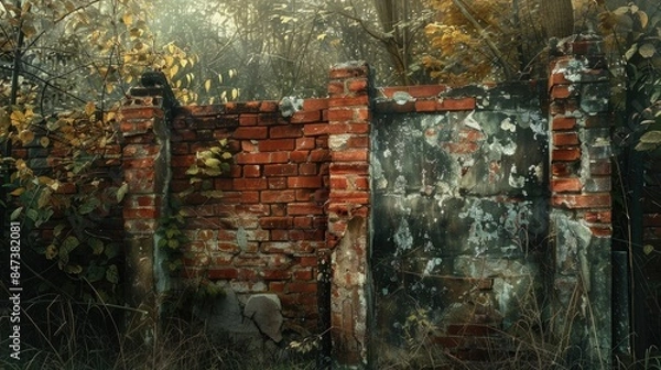 Fototapeta Aged brick barrier