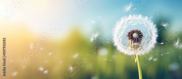 Fototapeta Large Dandelion Flower. Creative banner. Copyspace image