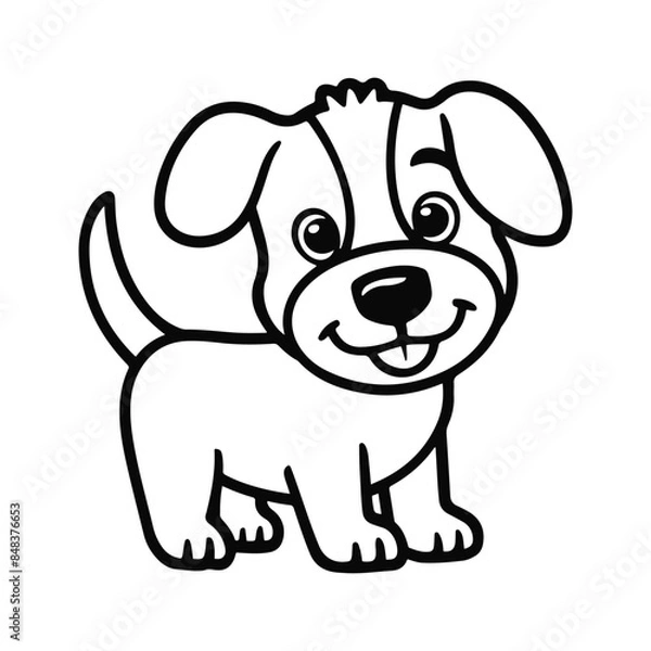 Fototapeta Dog Character Vector, Coloring Book Page with Dog, Coloring page outline of a cute puppy, illustration of coloring pages or books for children