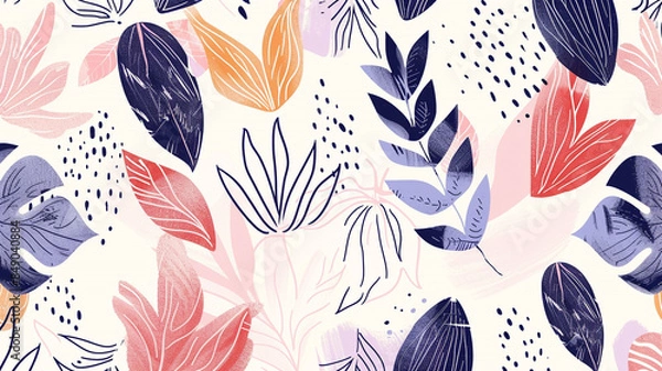 Fototapeta a seamless pattern of abstract floral elements with soft, rounded edges