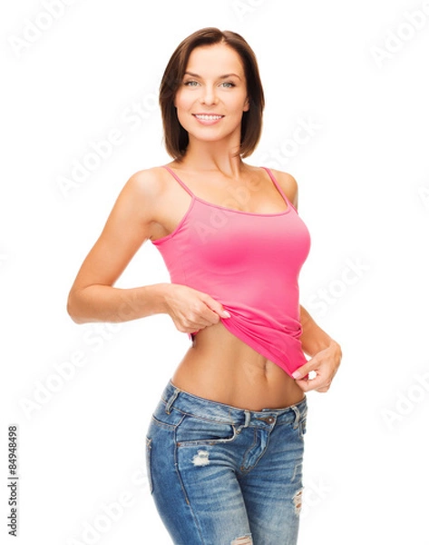 Fototapeta woman showing abs