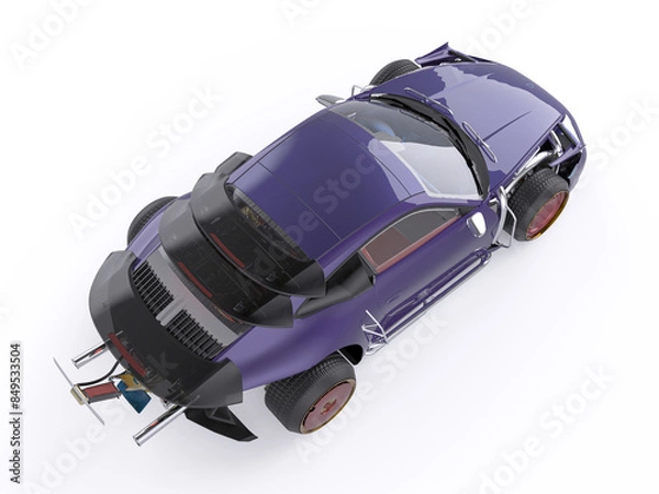 Fototapeta non branded cyber car in white background