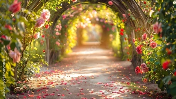 Fototapeta Romantic Rose Archway Pathway